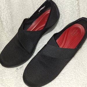 Crocs Dual Comfort Black Slip On Clog Wedge Heel Comfort Shoes Women's S…